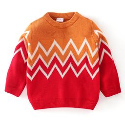 Babyhug 100 % Acrylic Full Sleeves Pullover Sweaters - Orange & Red-image-52