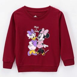 Bodycare Cotton Knit Terry Full Sleeves Minnie & Daisy Printed Sweatshirt - Maroon-image-31