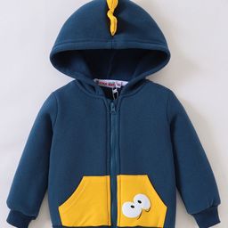 Kookie Kids Full Sleeves Hooded Sweatjacket Dino Theme - Blue-picture-18