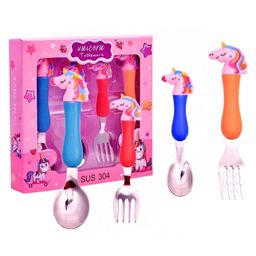 FunBlast Unicorn theme Spoon and Fork Set for Kids Pack of 4  Multicolor-3