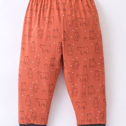 Ollypop Sinker Full Length Lounge Pant With Polar Bear Print - Orange-picture-11
