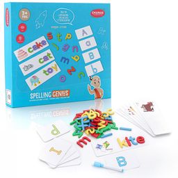 Aditi Toys Spelling Genius Game for Kids, Wooden Alphabet Blocks with Wipe & Clean Cards, Early Educational Spelling Game-4