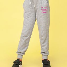 NUSYL Cotton Blend Full Length Meow Text Printed Joggers - Grey-image-82