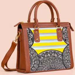 Kalankit Ladies Top Handle Satchel Handbag For Women | Spacious Stylish Party Handbag | Stripped Pastel Hues-picture-35