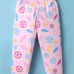 Tango Single Jersey Knit Three Fourth Leggings With Tropical Print - Pink-image-31