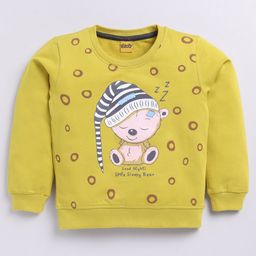 Kidcity Cotton Looper Full Sleeves Teddy Bear Printed Sweatshirt - Mustard-image-23