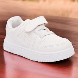 Lil Lollipop Solid Perforated Velcro Closure Shoes - White-image-82