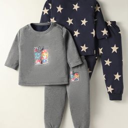 Kidi Wav Pack Of 2 Full Sleeves Stars & Cute Baby Tiger Printed Tees & Coordinating Joggers Set - Multi Colour-image-81