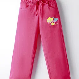 Olio Kids Looper Knit Full Length Lounge Pant with Rainbow Print - Fuchsia-picture-5
