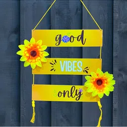 Akaar Yellow & Blue Wooden Wall hanging Decor-image-1