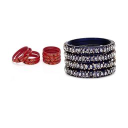SOMIL Set Of 12 Red and black Alloy Bangles-picture-10