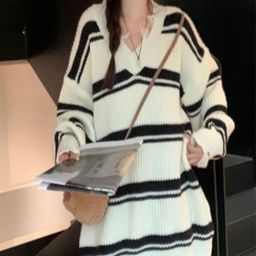 HERE&NOW Women Striped Longline Pullover-image-93