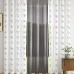 STITCHNEST Grey & White Set of 3 Sheer Window Curtain-9