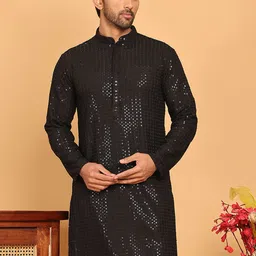 Jompers Men Geometric Embroidered Sequinned Kurta-image-60