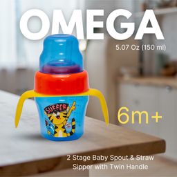 Adore Omega 2 Stage Spout & Straw Sipper with Twin Handle and Dust Free Cap -150ml- Surfer image 3