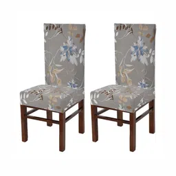 Yellow Weaves 2-Pcs Grey Floral Printed Chair Covers-image-28