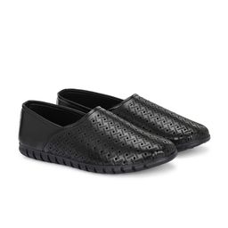 Azzaro Black Men Leather Formal Slip-Ons-image-5