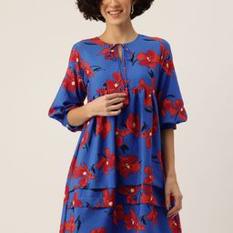 Rue Collection Floral Printed Layered A-Line Mini Dress-image-58
