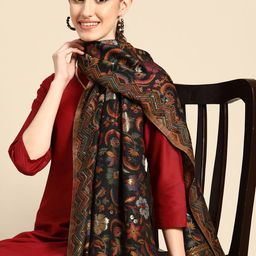 Sangria Black & Brown Woven Design Art Silk Dupatta-50
