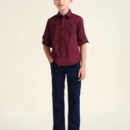 U.S. Polo Assn. Boys Red Cotton Printed Shirt-picture-44