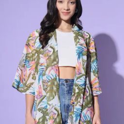 Trend Arrest White & Green Printed Shrug-picture-7