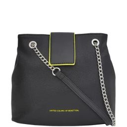 United Colors of Benetton Danna Black Textured Handbag-36