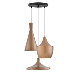 Homesake 3-Lights Round Cluster Brown Metal Modern Tri-Nordic Pendant Light  (Bulb not included)-20