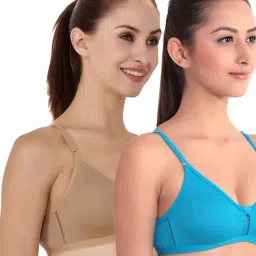 Floret Multicolor Non Wired Non Padded T-Shirt Bra (Pack Of 2)-image-12