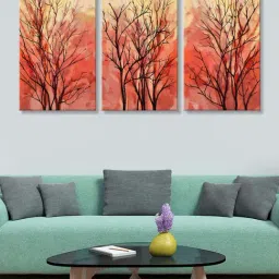 999Store Red Galhos Secos Art 3 Frame Canvas Paintings-18