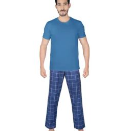 XYXX Mid Blue & Navy Regular Fit Night Suit-picture-34