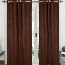 Saral Home Brown Chenille Grommet Long Door Curtains Set of - 2-14