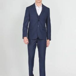 Arrow Mid Navy Regular Fit Checks Three Piece Suit-image-60