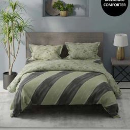 Bianca Denim Feel Green 192 TC 150 GSM Double Size Bedsheet & Comforter With 2 Pillow Covers-image-86
