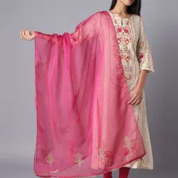 W Pink Embroidered Dupatta-picture-41