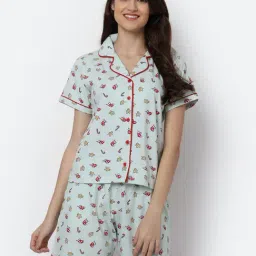 Boston Club Light Green Printed Shirt With Shorts-image-45