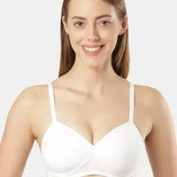 Jockey Fe40 White Wirefree Padded Full Coverage T-Shirt Bra With Adjustable Straps-10