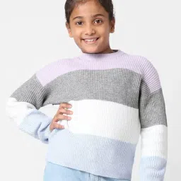KIDS ONLY Multicolor Color Block Full Sleeves Pullover-image-7