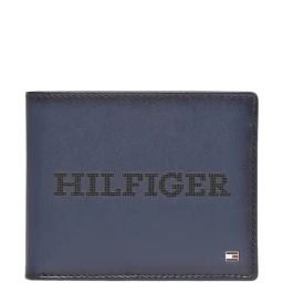 TOMMY HILFIGER Zaros Navy Leather Solid Bi-Fold Wallet for Men-35