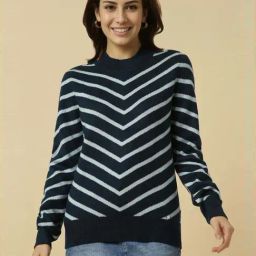 Allen Solly Navy Regular Fit Striped Sweater-picture-23