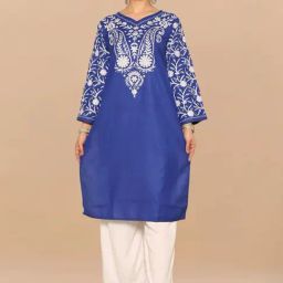 House of Kari Blue Falak Kashmiri Long Kurta-picture-24