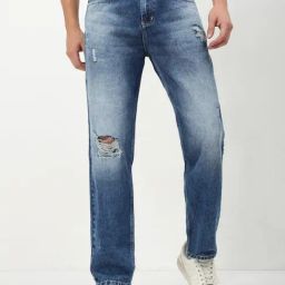 Showoff Blue Straight Fit Distressed Jeans-image-18