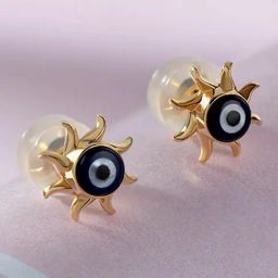 Mia by Tanishq Sunburst Evil Eye Gold Stud Earrings-image-2