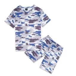 Cavio Kids Blue & Grey Camouflage T-Shirt Set-image-49