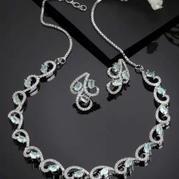 Zeneme Rhodium Plated AD Studded Jewellery Set-30