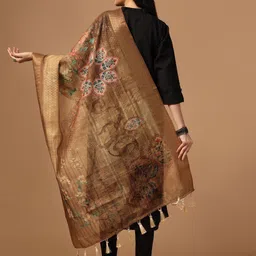 Kaizen TEXO FAB Floral Printed Thread Work Cotton Dupatta image 4