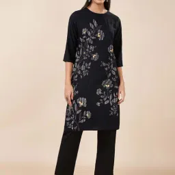 Rangmanch by Pantaloons Black Printed Straight Kurta-picture-23