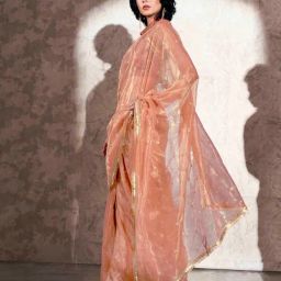 Tikhi Imli Peach Embellished Saree with Unstitched Blouse image 3