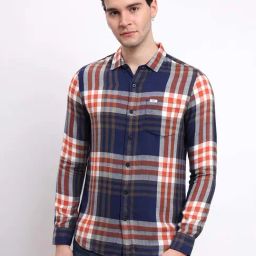 Lee Navy Slim Fit Check Shirt-image-79