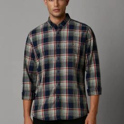Louis Philippe Multicolored Slim Fit Checks Shirt-image-5
