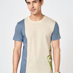 Urban Ranger by pantaloons Men Colourblocked Round Neck Cotton Slim Fit T-shirt-image-99